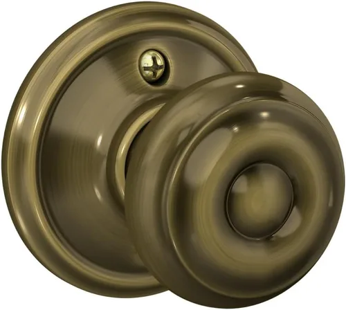 Vista 110 de SCHLAGE F10 GEO 716 Pomo de Puerta Georgiano, Cerradura de Paso para Pasillo y Armario, Bronce Envejecido (Paquete de 4)
