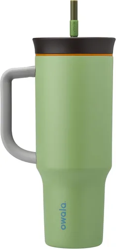 Vista 10 de Owala Vaso de viaje aislado de acero inoxidable de triple capa con tapa resistente a derrames, popote y asa de transporte, sin BPA, 40 onzas Tropical