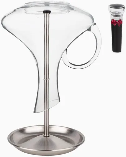 Vista 8 de Soporte de secado de decantador de vino con cabeza de silicona para evitar arañazos, estante desmontable con base de captura de goteo con tapón
