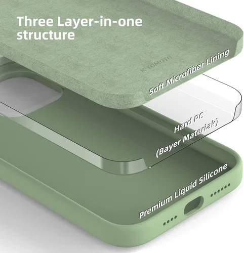 Vista 2 de Funda de silicona líquida compatible con iPhone 14 Pro Max, verde menta [Protección contra caídas] [Resistente a los arañazos, a prueba de golpes]