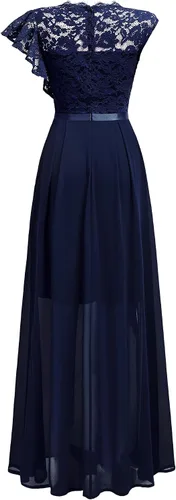 Vista 5 de Miusol Vestido largo formal de encaje floral con volantes para dama de honor, fiesta de dama de honor
