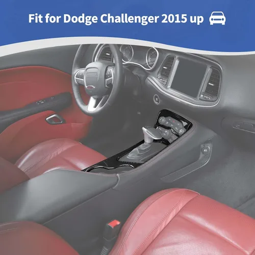 Vista 4 de RT-TCZ para Challenger Cubierta de Recorte de Panel de Cambio de Marchas de Fibra de Carbono de la Consola Central para Dodge Challenger 2015-2023