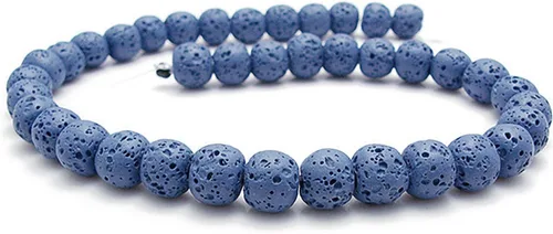 Vista 11 de Cuentas de piedra de lava de colores, cuentas redondas de roca volcánica, cuentas sueltas para collares, pulseras, joyas (marrón, 0.24 pulgadas)