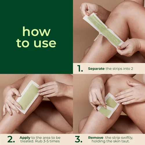 Vista 3 de Nad's Tiras de cera depilatoria para el cuerpo para mujeres en casa más 4 toallitas de aceite calmante, 24