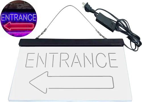 Vista 8 de ADVPRO Flecha de entrada izquierda doble color LED neón signo azul y rojo 12 x 8 pulgadas st6s32-i3896-br