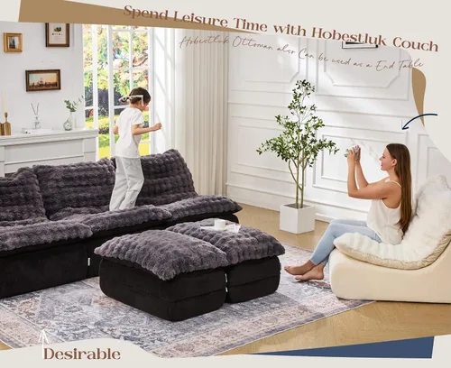 Vista 6 de Hobestluk - Sofá de espuma para espacios pequeños, sofás cómodos con reposapiés, sofá reclinable, sofás pequeños para sala de estar, dormitorio