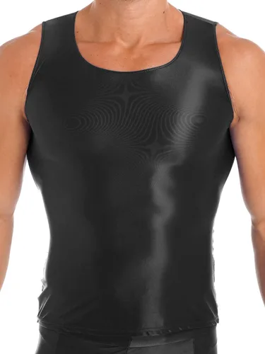 Vista 5 de Camiseta sin mangas brillante para hombre, para entrenamiento, gimnasio, culturismo, fitness, sin mangas