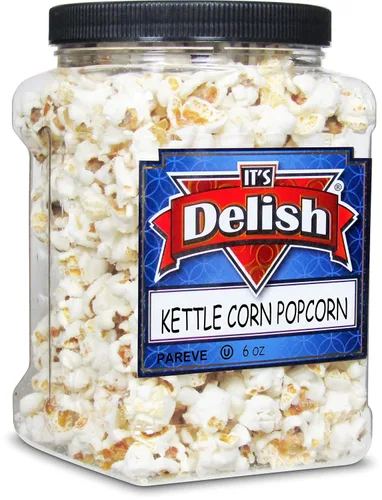 Vista 8 de Palomitas de maíz gourmet con sabor a plátano amarillo de It's Delish, envase jumbo de 16 oz Snack de pop corn aireado a granel - Temática frutal