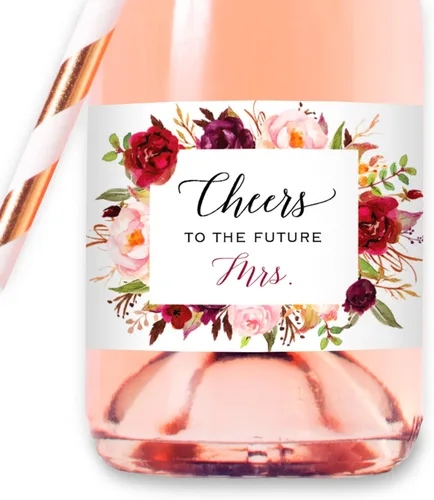 Vista 7 de Felicidades a la futura Sra. - Mini etiquetas para botellas de champán de despedida de soltera, etiquetas impermeables para botellas de vino mini