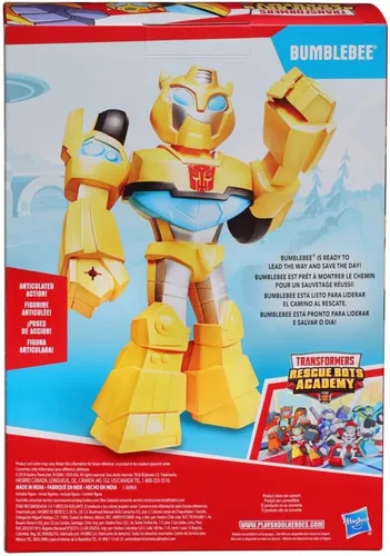 Vista 6 de Transformers Playskool Heroes Rescue Bots Academy Mega Mighties Bumblebee Figura de acción coleccionable de robot de 10 pulgadas, juguetes