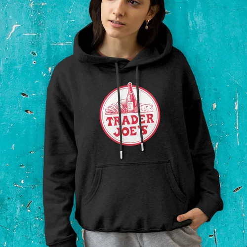 Vista 2 de Sudaderas con capucha Trader Joes Girl Boy unisex regalo para hombres, camisas de manga para mujeres, familia, amigos, bolsillo, novedad, sin