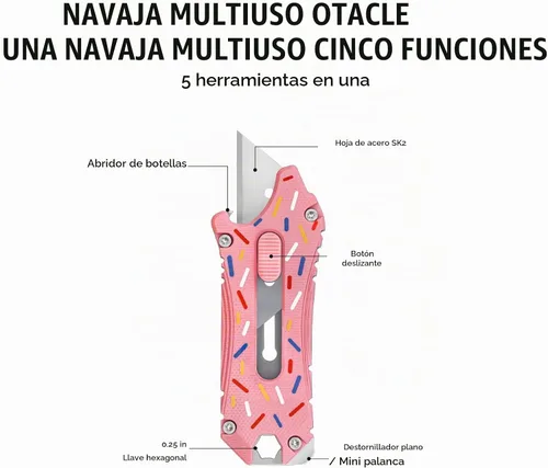 Vista 9 de OKNIFE Otacle EDC - Cuchillo utilitario retráctil, cuchillo para abrir cajas, herramienta multifuncional con cortador de cinturón, abridor