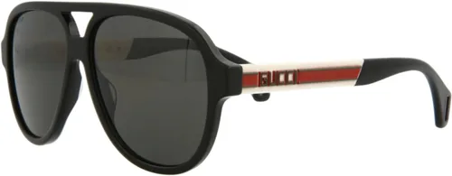 Vista 2 de Gucci Gafas de sol de aviador, color negro, blanco, gris, gafas de lujo, hechas en Italia, marco de acetato, moda de diseñador para el lujo diario