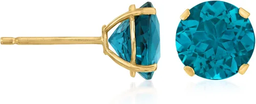 Vista 3 de Ross-Simons Aretes Martini con topacio azul Londres de 4,50 qt t en oro amarillo de 14 quilates, Gema, Topacio