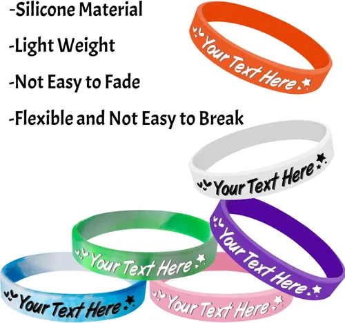 Vista 4 de Pulseras de silicona personalizadas, pulseras de goma personalizadas a granel para eventos, regalos de motivación deportiva, apoyos para hombres