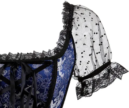 Vista 4 de Corsé de princesa renacentista con mangas fruncidas florales elegantes para mujer