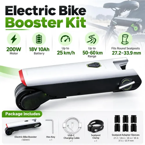 Vista 8 de Potenciador de asistencia eléctrica portátil para bicicleta, 4 modos
