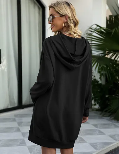 Vista 5 de Quenteen Vestido con capucha para mujer, de Halloween, Navidad, casual, de manga larga, de gran tamaño, con bolsillo