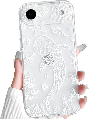 Vista 120 de NITITOP Funda para iPhone 13 Clear Sea Animal - Pez negro Pescado Negro