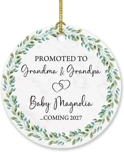 Vista 9 de Adorno personalizado para bebé que llega 2027, adorno de Navidad de Bump, elige el nombre del bebé y el año de Navidad para el nuevo abuelo abuela