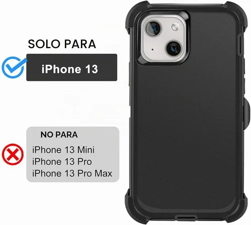 Vista 2 de AICase para iPhone 13/iPhone 14 con funda con clip para cinturón, protector de pantalla, funda protectora resistente de grado militar, protección