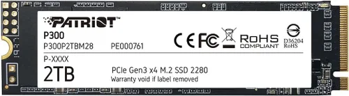 Vista 5 de Patriot P300 M.2 PCIe Gen 3 x4 128GB SSD de Bajo Consumo de Energía