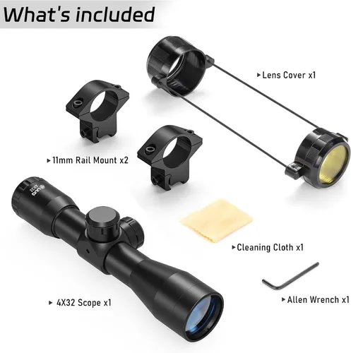 Vista 6 de UUQ Tactical 4X32 Compact .223 .308 Scope Rangefinder Reticle/w 20mm Picatiny or 11mm Dovetail Ring Mounts