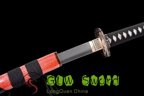 Vista 9 de GLW - Espada de 41 pulgadas, afilada espiga completa, espada real japonesa samurái katana de arcilla templada de acero plegado