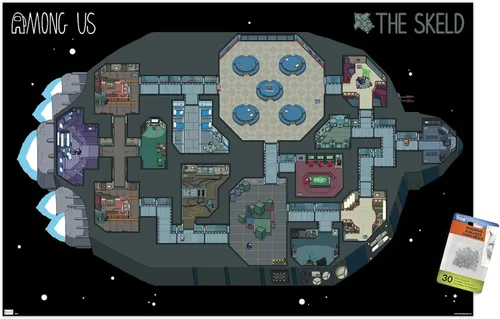 Vista 7 de Among Us - Póster de pared Skeld Map con pasadores