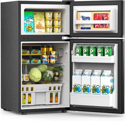 Vista 7 de COWSAR Refrigerador de 3.2 pies cúbicos con congelador, refrigerador compacto con 2 puertas