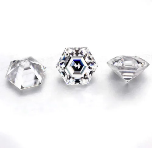 Vista 4 de Mois - Moissanita suelta de 2 quilates, diamante de moissanita incoloro, claridad VVS1, piedra preciosa brillante de corte hexagonal para hacer