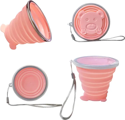 Vista 6 de Taza plegable de silicona plegable – Taza ligera y expandible – Taza portátil reutilizable para viajes, camping, senderismo, supervivencia, picnic