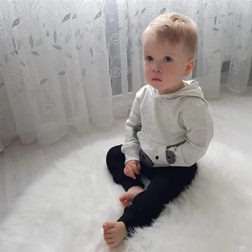 Vista 4 de Conjunto de sudadera con capucha y pantalones, de manga larga, con varios diseños, para bebé o niño