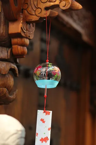Vista 4 de Campanas de viento de cristal japonés Edo Furin Campanas de viento Campanas Cumpleaños Navidad Decoración para el hogar