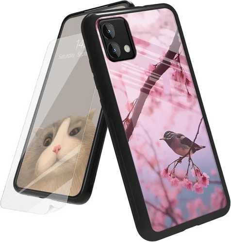 Vista 37 de Funda para Motorola Moto G Play 4G 2024 con protector de pantalla, parte trasera de vidrio templado + funda de silicona suave TPU absorción