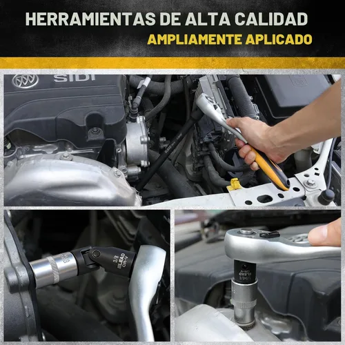 Vista 6 de Juego de extensión de enchufe de impacto de 18 piezas: barra de extensión de enchufe de accionamiento de 1/4", 3/8" y 1/2", juego de adaptadores
