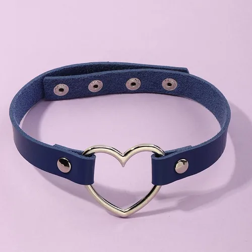 Vista 2 de Hiphop Street Dance Hollow Peach Love - Anillo de metal con corazón de doble color, costuras a juego, collar gótico para mujeres y niñas, joyería