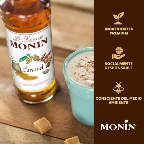 Vista 4 de Monin - Jarabe de caramelo, rico y mantecoso, ideal para postres, café y cócteles, sin gluten, sin OMG (25.4 fl oz)