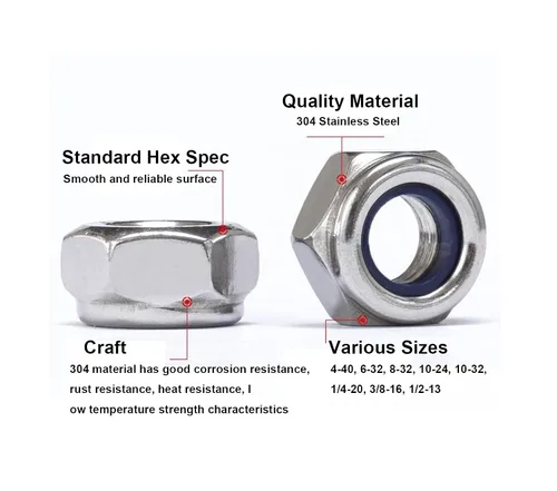 Vista 4 de cSeao Kit surtido de tuercas de seguridad insertadas de nailon SAE Nylock (1/4-20 3/8-16 1/2-13#4-40#6-32#8-32#10-24#10-32), acero inoxidable 304