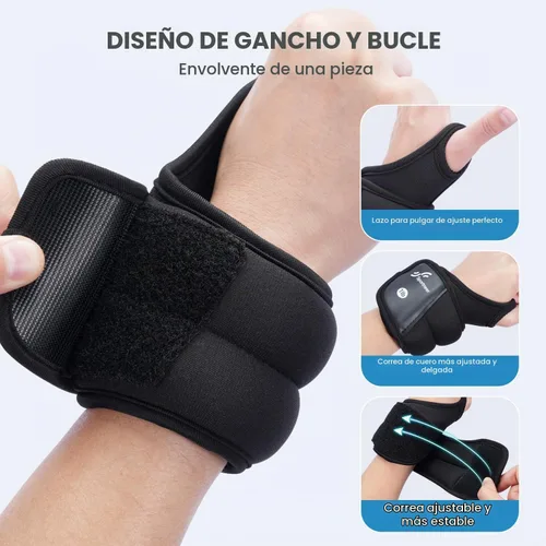 Vista 4 de Sportneer Wrist Weights with Thumb Loops Lock for Men Women, 2 LBS /4 LBS Pair Arm Hand Weights for Running Walking Jogging Physical Therapy Gym
