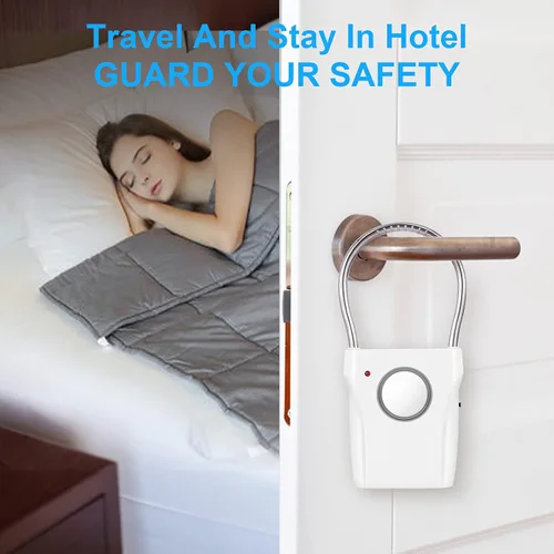 Vista 5 de JIAN BOLAND - Alarma de seguridad activada por vibración con alarma audible de 120 DB, eficaz hasta 500 pies, ideal para viajes, hoteles