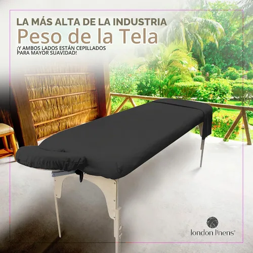Vista 2 de London Linens Juego de sábanas de microfibra suave para mesa de masaje de 3 piezas, incluye funda para mesa de masaje, sábana bajera ajustable