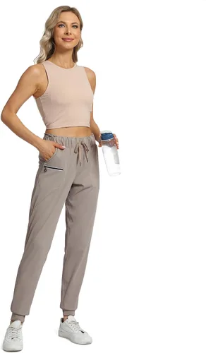 Vista 3 de Haowind - Pantalones deportivos para mujer con bolsillos y cintura elástica, cómodos pantalones de deportivos de descanso para deportes, gimnasio