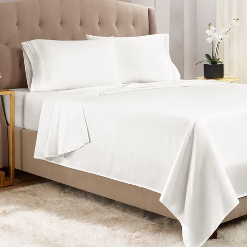 Vista 22 de Juego de sábanas de lujo Juego de cama de lujo, bolsillo extra profundo Juego de sábanas ajustable, sábana de arriba y 2 fundas de almohada, ropa