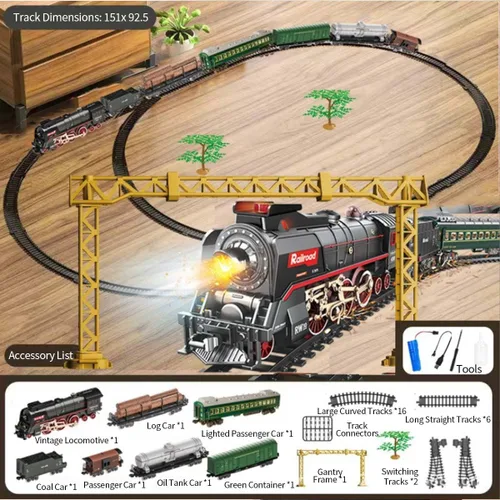 Vista 3 de Tren de Navidad eléctrico RC modelo con carro y pista larga (modelo 623B/versión de control remoto)