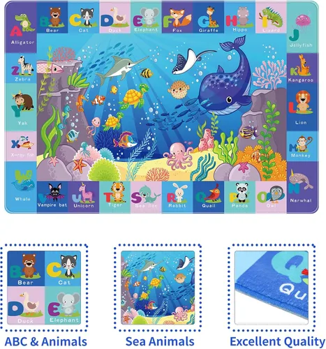 Vista 6 de ABC - Alfombra infantil para el suelo bajo el agua, alfombras infantiles para sala de juegos, tapete de juegos para gatear boca abajo, no tóxico