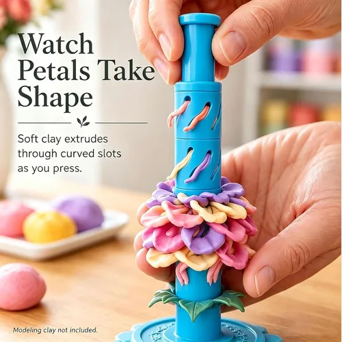 Vista 2 de Promted Flower Modular Clay Bloom Maker con 9 mangas moldeadoras Azul
