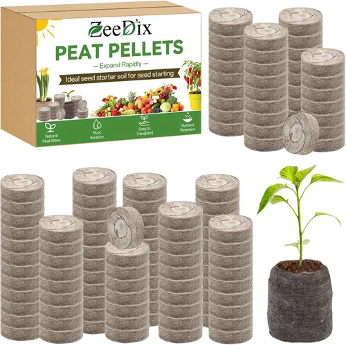 Vista 7 de ZeeDix 55 cápsulas de iniciación de semillas de 1.181 in, pellets de turba comprimida, tierra de inicio de semillas para inicio de semillas, cultivo