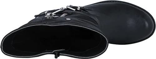 Vista 7 de GLOBALWIN Botas de motociclista de moda de otoño para mujer, botas de media pantorrilla para mujer, tacón bajo