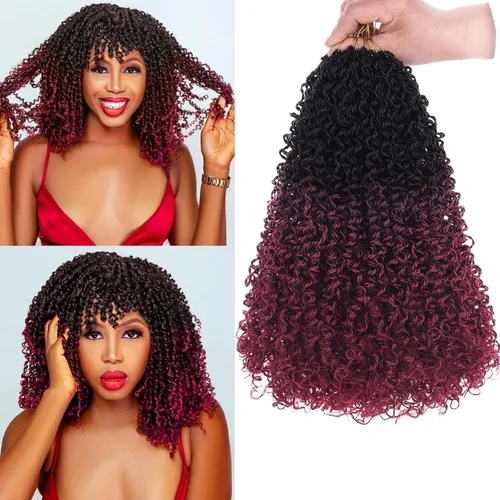 Vista 13 de Unionbeauty - Paquete de 8 trenzas de ganchillo Yanky Twist de 6 pulgadas, 8 paquetes, color negro natural, micro Passion Twist, extensiones